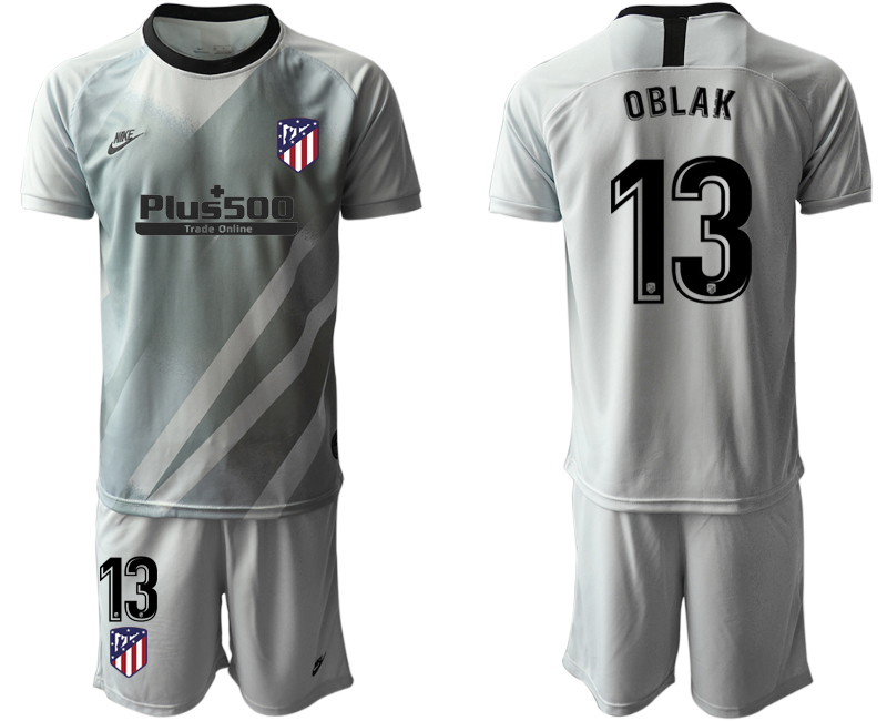 Men 2020-2021 club Atletico Madrid grey goalkeeper #13 Soccer Jerseys1